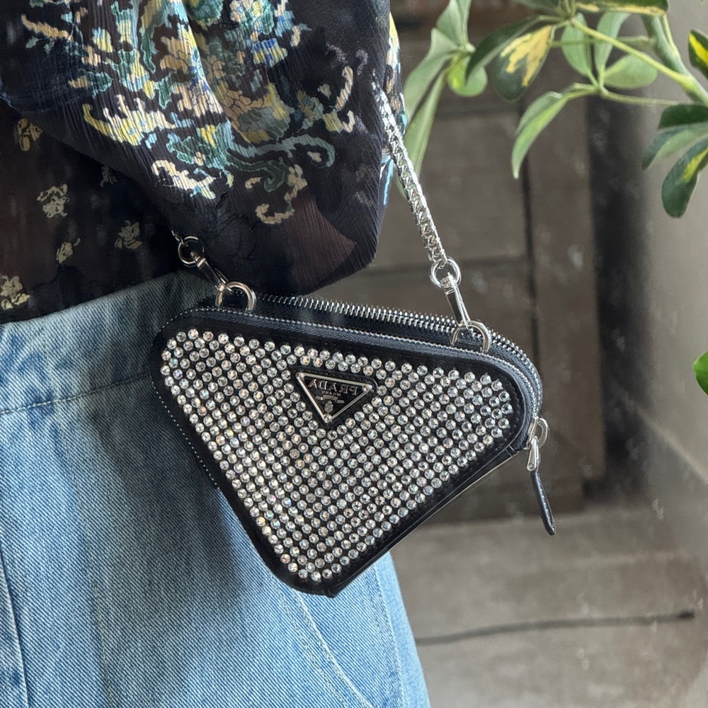 Prada Black Crossbody Bag with Silver Studs - Picture 10 of 11